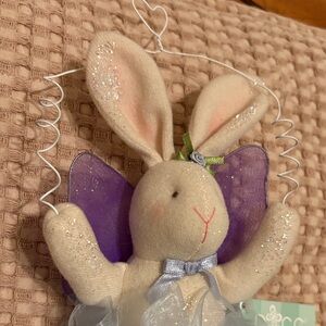 Vintage Russ Flutter Bunny Plush Ballerina with Purple Wings and Blue Tutu